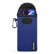 Hoesje voor Google Pixel 9 Pro XL - MobyDefend Neopreen Pouch Met Karabijnhaak - Insteekhoesje - Riemlus Hoesje - Blauw