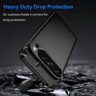 Google Pixel 9 Pro XL Hoesje - MobyDefend TPU Backcover - Geborstelde Metaal &amp; Carbon-Look - Zwart