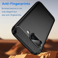 Google Pixel 9a Hoesje - MobyDefend TPU Backcover - Geborstelde Metaal &amp; Carbon-Look - Zwart