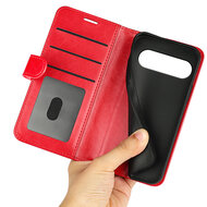 Google Pixel 9 / Pixel 9 Pro Hoesje - MobyDefend Wallet Book Case (Sluiting Achterkant) - Rood