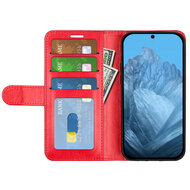 Google Pixel 9 / Pixel 9 Pro Hoesje - MobyDefend Wallet Book Case (Sluiting Achterkant) - Rood