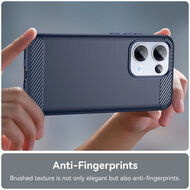 Oppo Reno13 Hoesje - MobyDefend TPU Backcover - Geborstelde Metaal &amp; Carbon-Look - Blauw