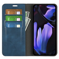 Google Pixel 9a Hoesje - MobyDefend Luxe Wallet Bookcase (Magnetische Sluiting) - Blauw