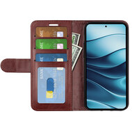 Xiaomi Redmi Note 14 4G Hoesje - MobyDefend Wallet Book Case (Sluiting Achterkant) - Bruin