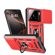 Xiaomi 15 Hoesje - MobyDefend Pantsercase Met Draaibare Ring - Rood