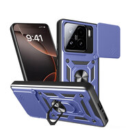 Xiaomi 15 Hoesje - MobyDefend Pantsercase Met Draaibare Ring - Blauw