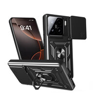 Xiaomi 15 Hoesje - MobyDefend Pantsercase Met Draaibare Ring - Zwart