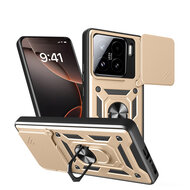 Xiaomi 15 Hoesje - MobyDefend Pantsercase Met Draaibare Ring - Goud