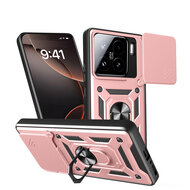 Xiaomi 15 Hoesje - MobyDefend Pantsercase Met Draaibare Ring - Ros&eacute;