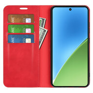 Xiaomi 15 Hoesje - MobyDefend Luxe Wallet Bookcase (Magnetische Sluiting) - Rood