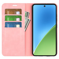 Xiaomi 15 Hoesje - MobyDefend Luxe Wallet Bookcase (Magnetische Sluiting) - Roze