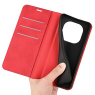 Xiaomi Redmi Note 14 Pro 4G Hoesje - MobyDefend Luxe Wallet Bookcase (Magnetische Sluiting) - Rood