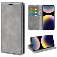 Xiaomi Redmi Note 14 Pro 4G Hoesje - MobyDefend Luxe Wallet Bookcase (Magnetische Sluiting) - Grijs