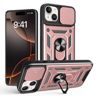 iPhone 16e Hoesje - MobyDefend Pantsercase Met Draaibare Ring - Ros&eacute;