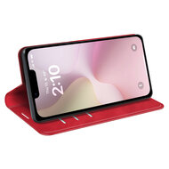 iPhone 16e Hoesje - MobyDefend Luxe Wallet Bookcase (Magnetische Sluiting) - Rood