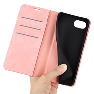 iPhone 16e Hoesje - MobyDefend Luxe Wallet Bookcase (Magnetische Sluiting) - Roze