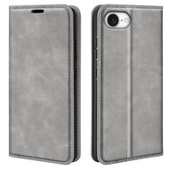 iPhone 16e Hoesje - MobyDefend Luxe Wallet Bookcase (Magnetische Sluiting) - Grijs