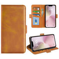 iPhone 16e Hoesje - MobyDefend Luxe Wallet Book Case (Sluiting Zijkant) - Lichtbruin