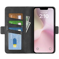 iPhone 16e Hoesje - MobyDefend Luxe Wallet Book Case (Sluiting Zijkant) - Zwart