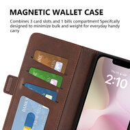 iPhone 16e Hoesje - MobyDefend Luxe Wallet Book Case (Sluiting Zijkant) - Bruin