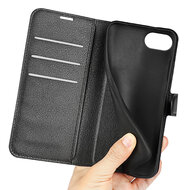 iPhone 16e Hoesje - MobyDefend Kunstleren Wallet Book Case (Sluiting Voorkant) - Zwart