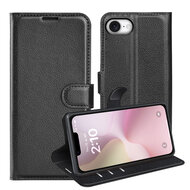iPhone 16e Hoesje - MobyDefend Kunstleren Wallet Book Case (Sluiting Voorkant) - Zwart