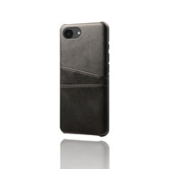 iPhone 16e Hoesje - MobyDefend Lederen Backcover Met Vakjes Voor Pasjes - Zwart