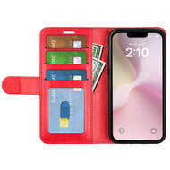 iPhone 16e Hoesje - MobyDefend Wallet Book Case (Sluiting Achterkant) - Rood