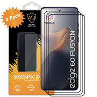 3-Pack Motorola Edge 60 Fusion Screenprotectors - MobyDefend Screensavers Met Zwarte Randen - Gehard Glas 