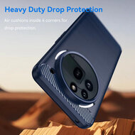 Nothing Phone (3a) Pro Hoesje - MobyDefend TPU Backcover - Geborstelde Metaal &amp; Carbon-Look - Blauw