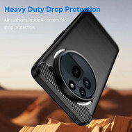 Nothing Phone (3a) Pro Hoesje - MobyDefend TPU Backcover - Geborstelde Metaal &amp; Carbon-Look - Zwart