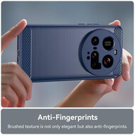 Xiaomi 15 Ultra Hoesje - MobyDefend TPU Backcover - Geborstelde Metaal &amp; Carbon-Look - Blauw