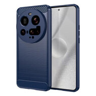 Xiaomi 15 Ultra Hoesje - MobyDefend TPU Backcover - Geborstelde Metaal &amp; Carbon-Look - Blauw