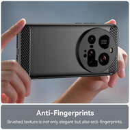 Xiaomi 15 Ultra Hoesje - MobyDefend TPU Backcover - Geborstelde Metaal &amp; Carbon-Look - Zwart