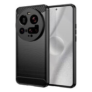 Xiaomi 15 Ultra Hoesje - MobyDefend TPU Backcover - Geborstelde Metaal &amp; Carbon-Look - Zwart