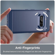 Nothing Phone (3a) Hoesje - MobyDefend TPU Backcover - Geborstelde Metaal &amp; Carbon-Look - Blauw