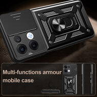 Oppo Reno13 Hoesje - MobyDefend Pantsercase Met Draaibare Ring - Zilvergrijs