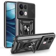 Oppo Reno13 Pro Hoesje - MobyDefend Pantsercase Met Draaibare Ring - Zwart