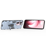 Oppo Reno13 Pro Hoesje - MobyDefend Dubbelgelaagde Pantsercase Met Standaard - Blauw