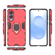 Samsung Galaxy S25 Edge Hoesje - MobyDefend Dubbelgelaagde Pantsercase Met Standaard - Rood
