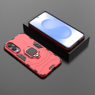 Samsung Galaxy S25 Edge Hoesje - MobyDefend Dubbelgelaagde Pantsercase Met Standaard - Rood