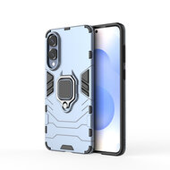 Samsung Galaxy S25 Edge Hoesje - MobyDefend Dubbelgelaagde Pantsercase Met Standaard - Blauw