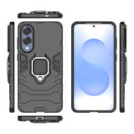 Samsung Galaxy S25 Edge Hoesje - MobyDefend Dubbelgelaagde Pantsercase Met Standaard - Zwart