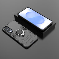 Samsung Galaxy S25 Edge Hoesje - MobyDefend Dubbelgelaagde Pantsercase Met Standaard - Zwart