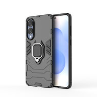 Samsung Galaxy S25 Edge Hoesje - MobyDefend Dubbelgelaagde Pantsercase Met Standaard - Zwart