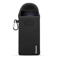 Hoesje voor Samsung Galaxy S25 Edge - MobyDefend Neopreen Pouch Met Karabijnhaak - Insteekhoesje - Riemlus Hoesje - Zwart