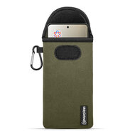 Hoesje voor Motorola Edge 60 Pro - MobyDefend Neopreen Pouch Met Karabijnhaak - Insteekhoesje - Riemlus Hoesje - Groen