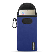 Hoesje voor Motorola Edge 60 Pro - MobyDefend Neopreen Pouch Met Karabijnhaak - Insteekhoesje - Riemlus Hoesje - Blauw