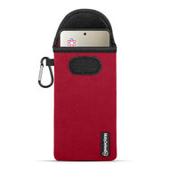 Hoesje voor Motorola Edge 60 Pro - MobyDefend Neopreen Pouch Met Karabijnhaak - Insteekhoesje - Riemlus Hoesje - Rood