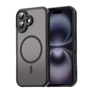 iPhone 16 Hoesje - MobyDefend MagSafe Case Mat Transparant Met Gekleurde Rand - Zwart
